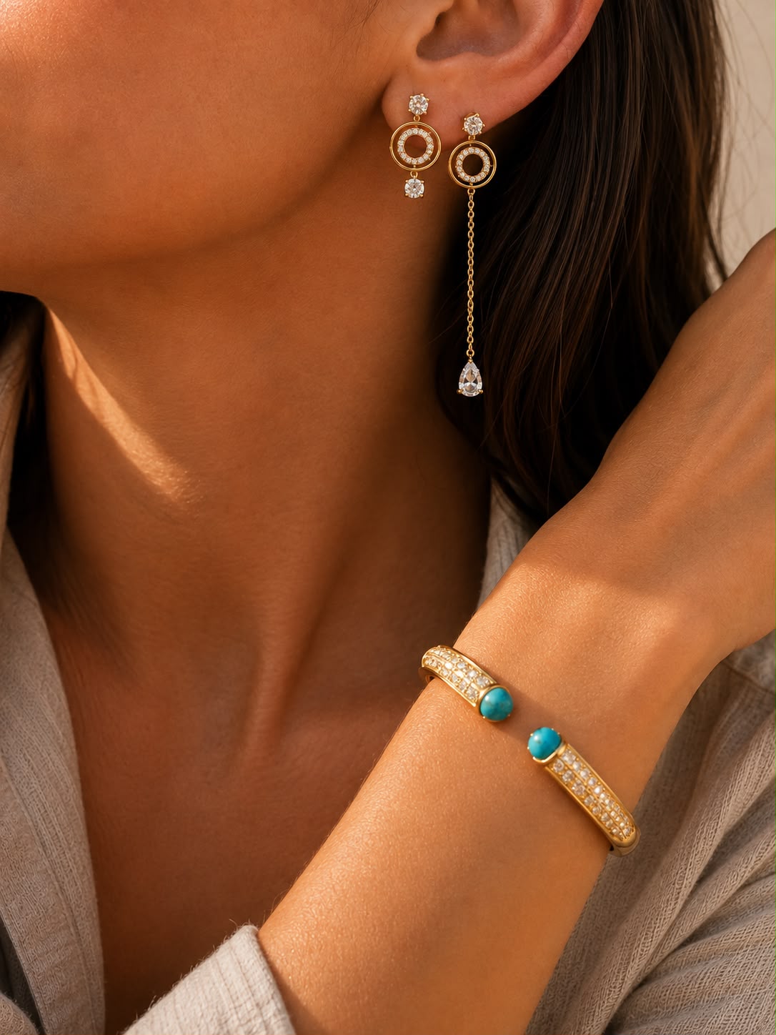 Guardian Turquoise Gold Plated Cuff Bracelet