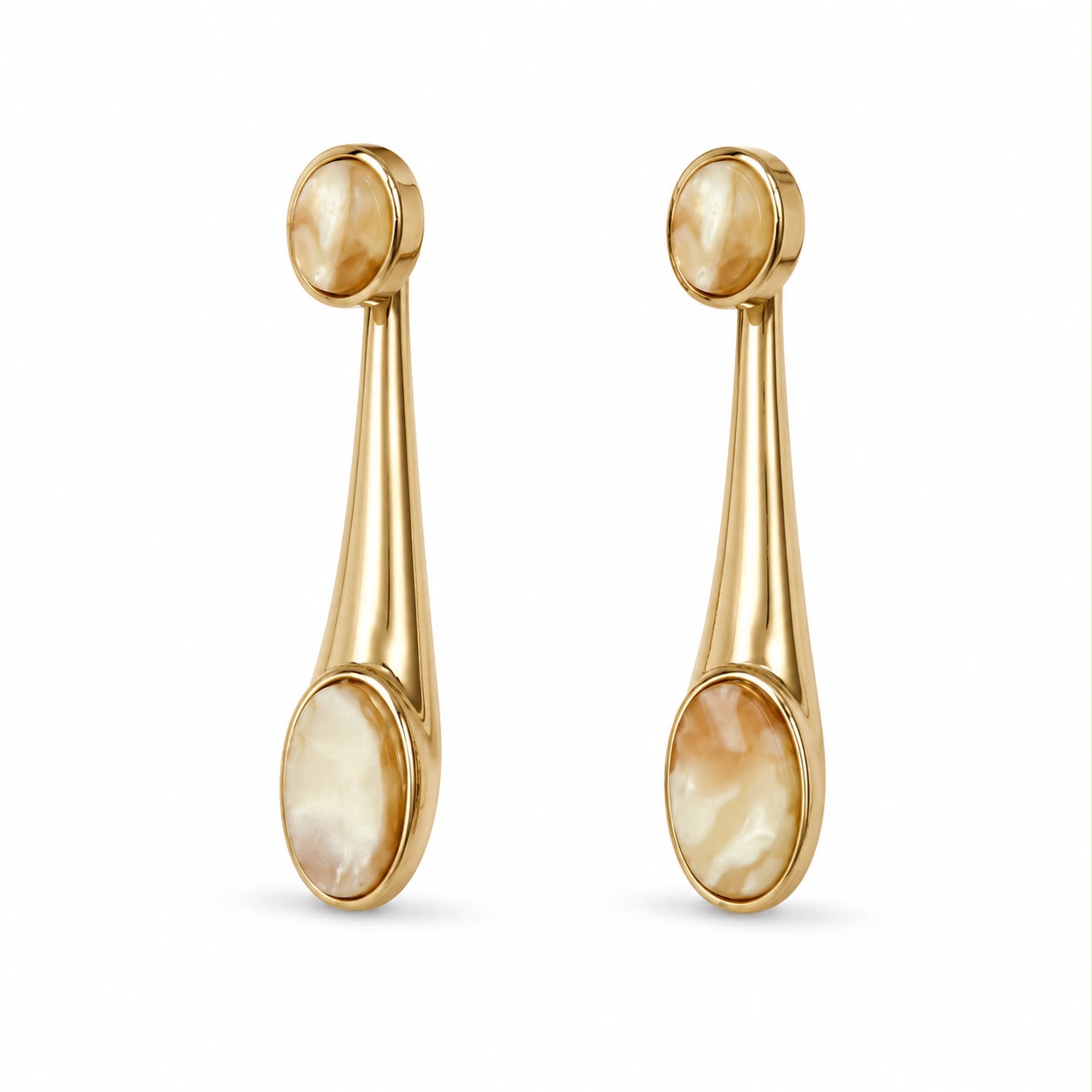 Champagne Enamel Drop Gold Plated Earrings