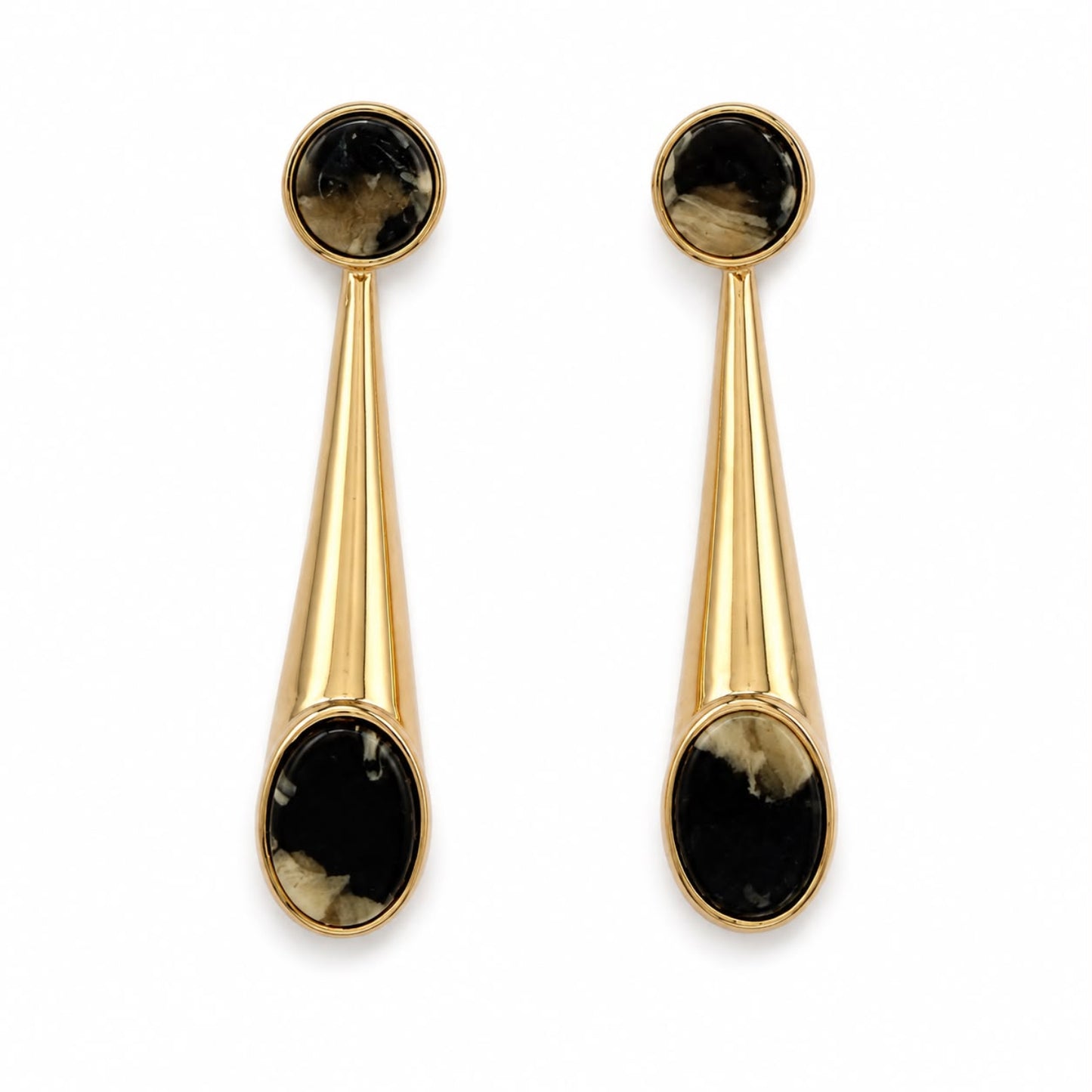 Midnight Enamel Drop Gold Plated Earrings
