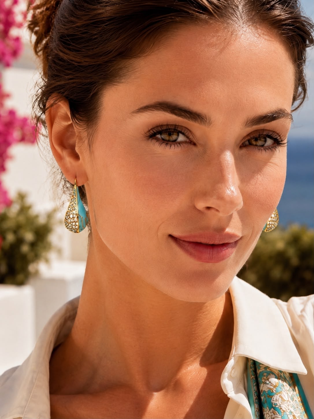 Ocean Drop Turquoise Enamel Gold Plated Earrings