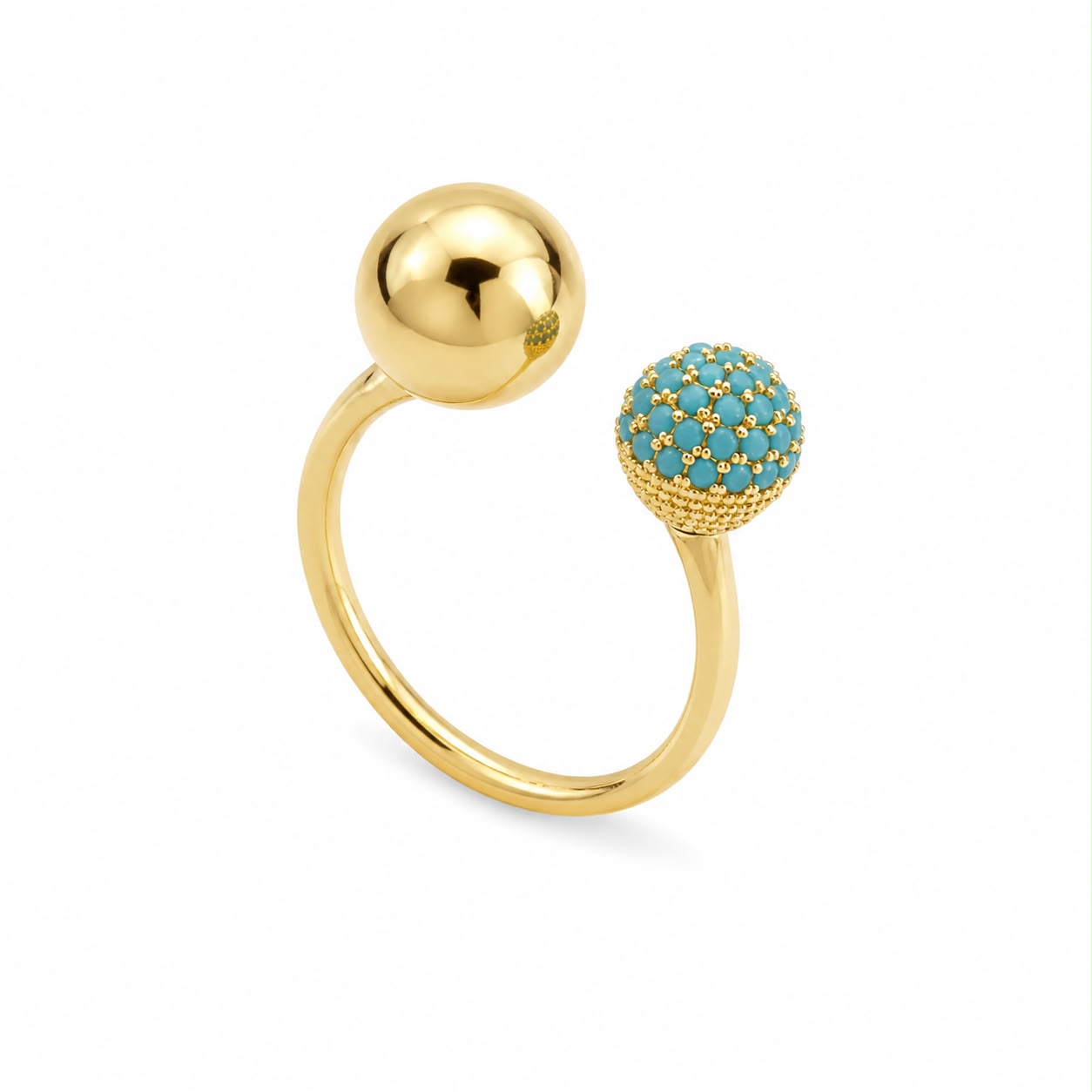 Ocean Orbit Turquoise Gold Plated Adjustable Ring