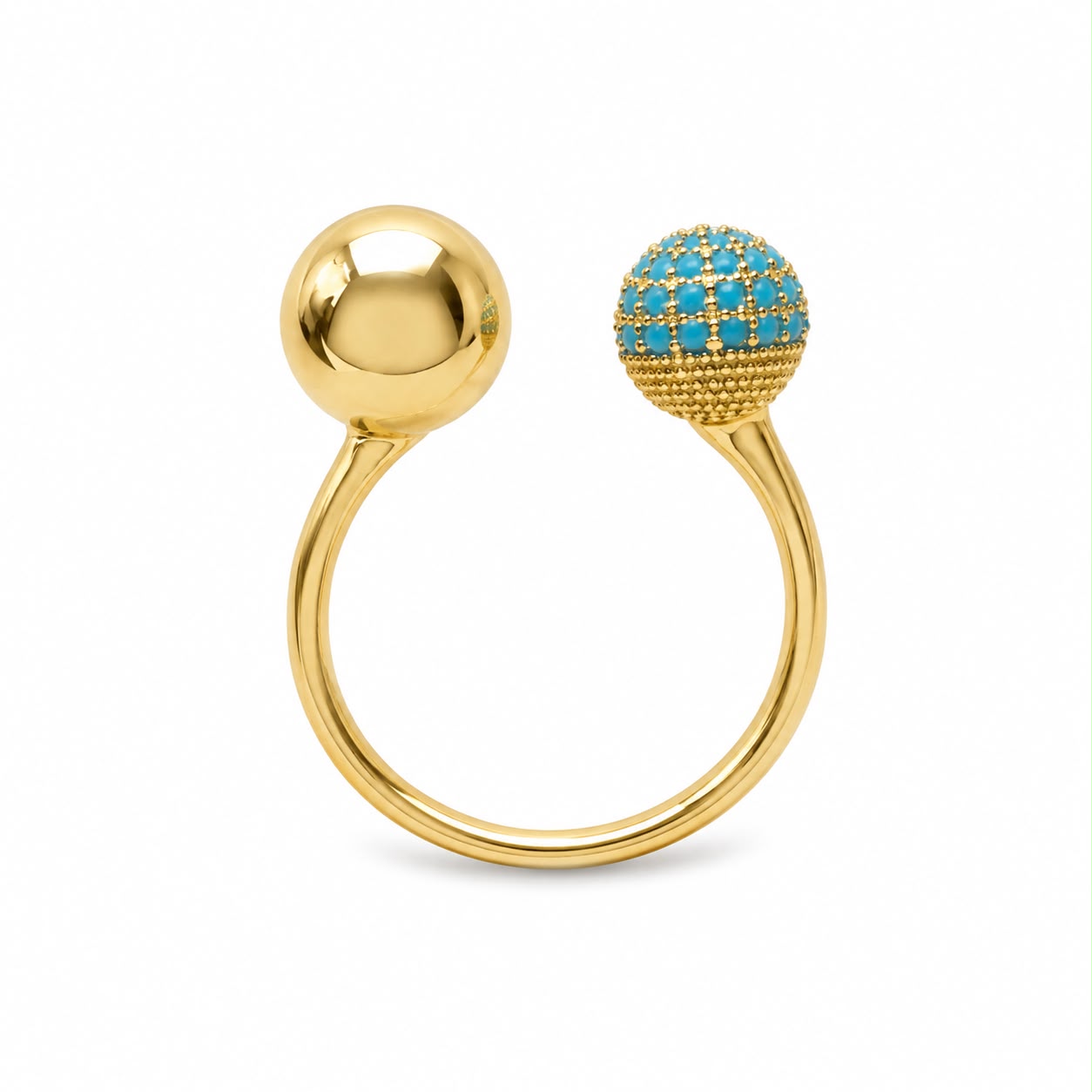 Ocean Orbit Turquoise Gold Plated Adjustable Ring