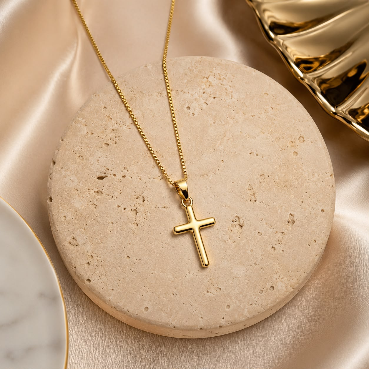 Divine Light Cross Gold Plated Necklace