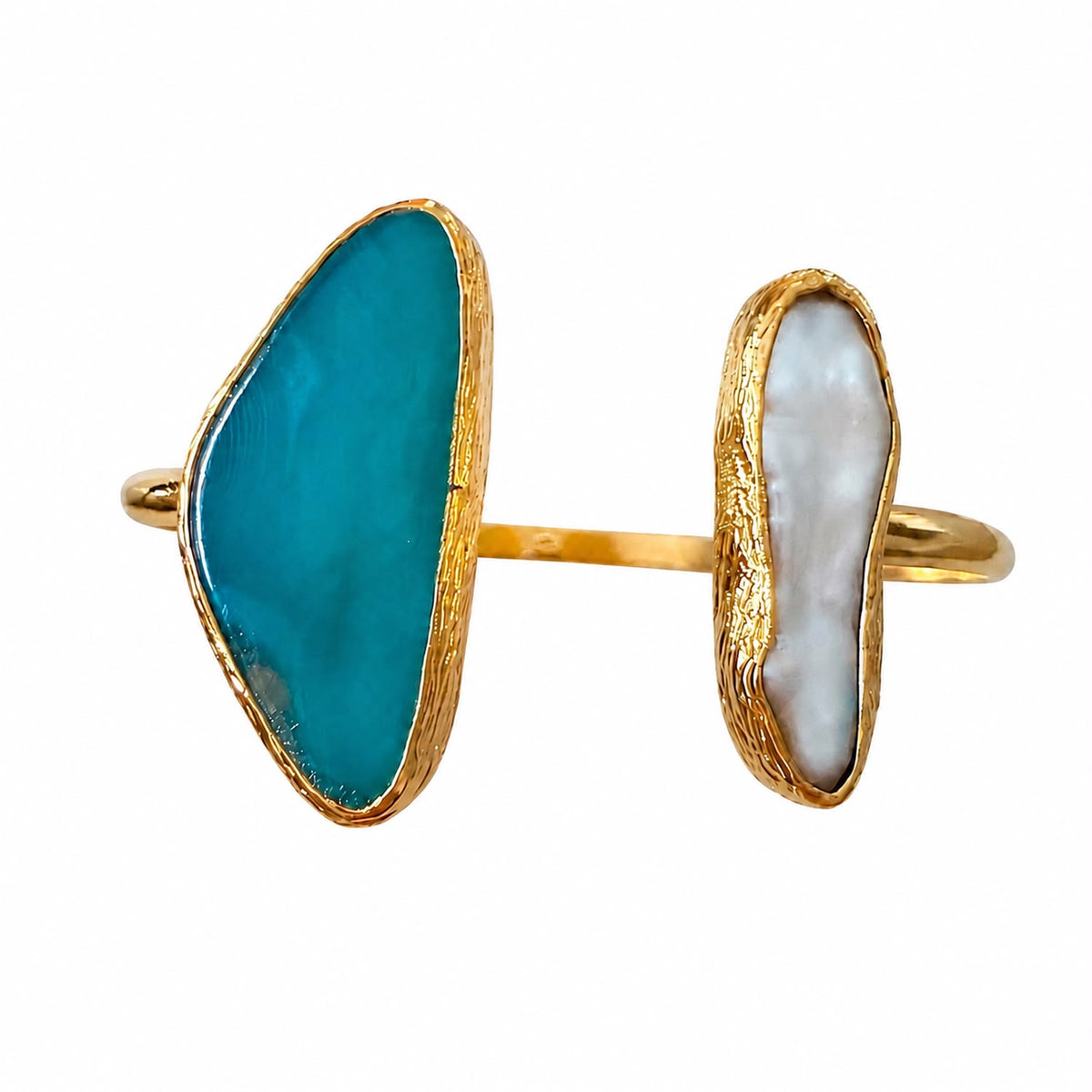 Aegean Tide Turquoise Enamel Gold Plated Cuff Bracelet