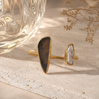 Moon & Shadow Gold Plated Cuff Bracelet