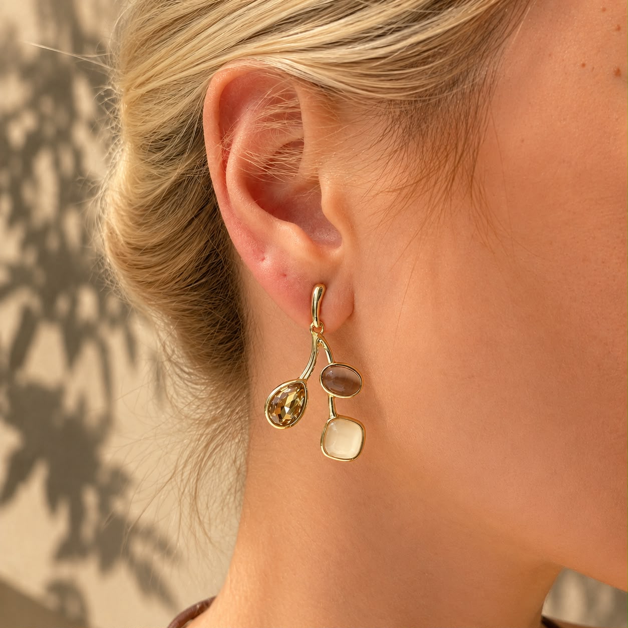 Desert Harmony Multi Tone Gold Plated Earrings