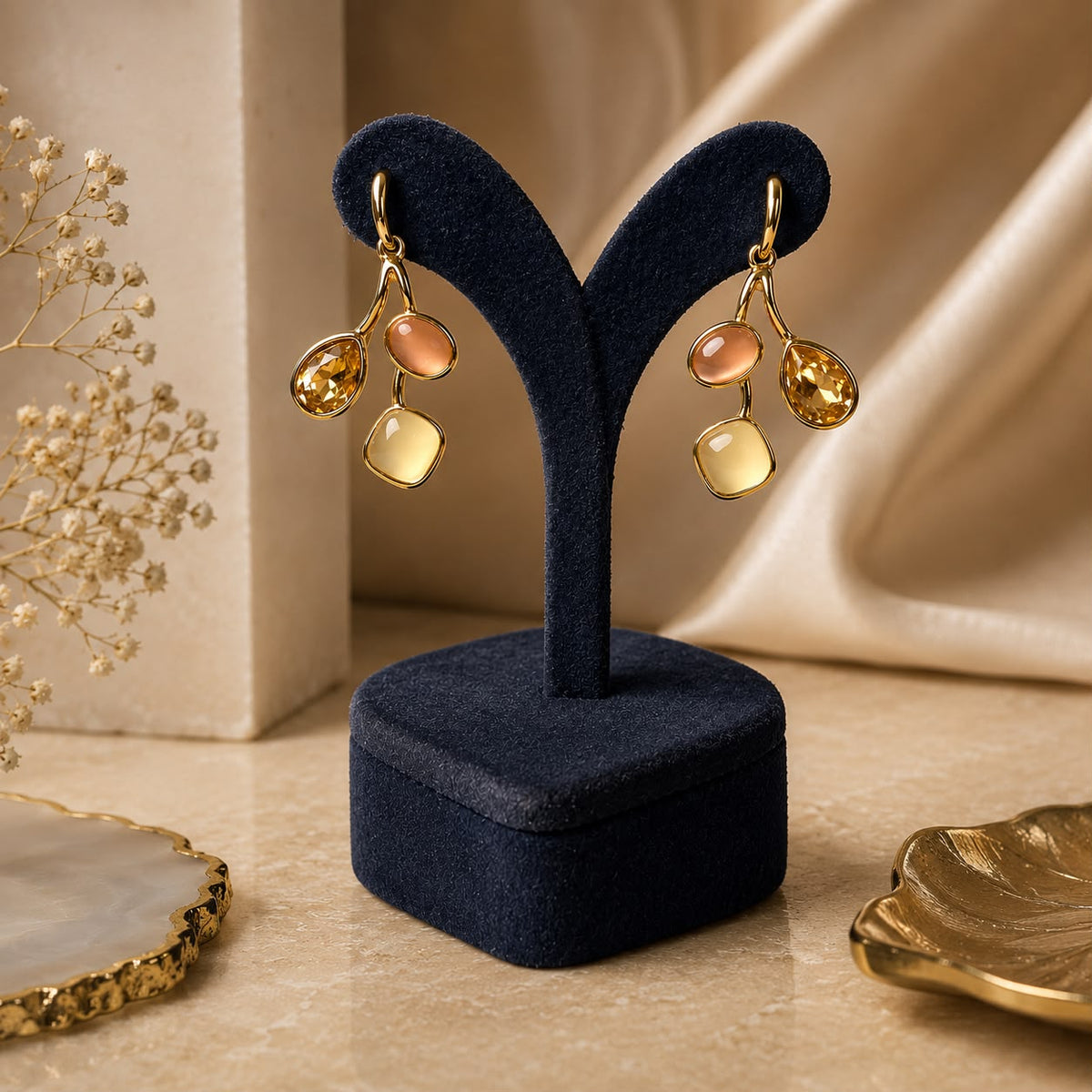 Desert Harmony Multi Tone Gold Plated Earrings