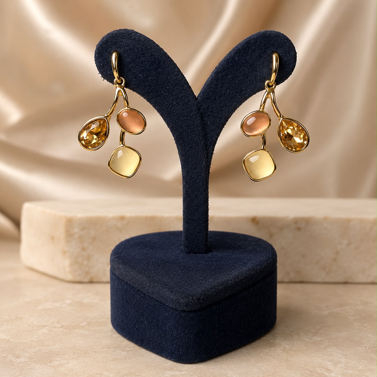 Desert Harmony Multi Tone Gold Plated Earrings