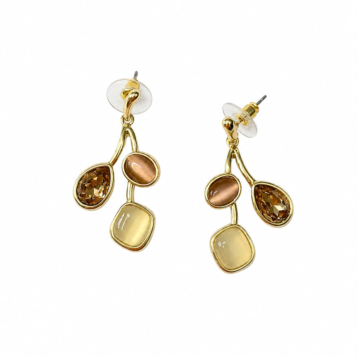 Desert Harmony Multi Tone Gold Plated Earrings
