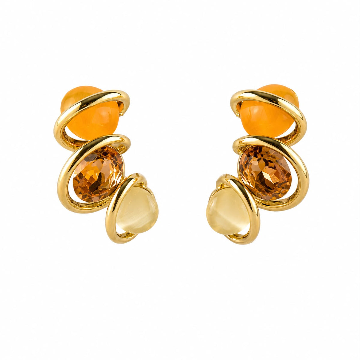 Solar Harmony Amber & Ivory Gold Plated Earrings