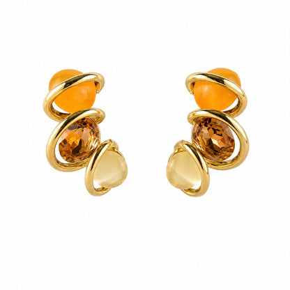 Solar Harmony Amber & Ivory Gold Plated Earrings