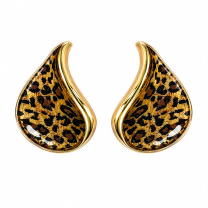 Savanna Spirit Leopard Print Gold Plated Stud Earrings