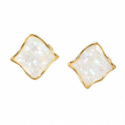 Bridal Lumière Pearlescent Enamel Gold Plated Stud Earrings