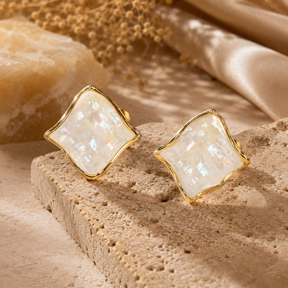 Bridal Lumière Pearlescent Enamel Gold Plated Stud Earrings