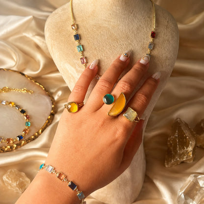 Prismatic Harmony Multicolour Glass Gold Plated Bracelet