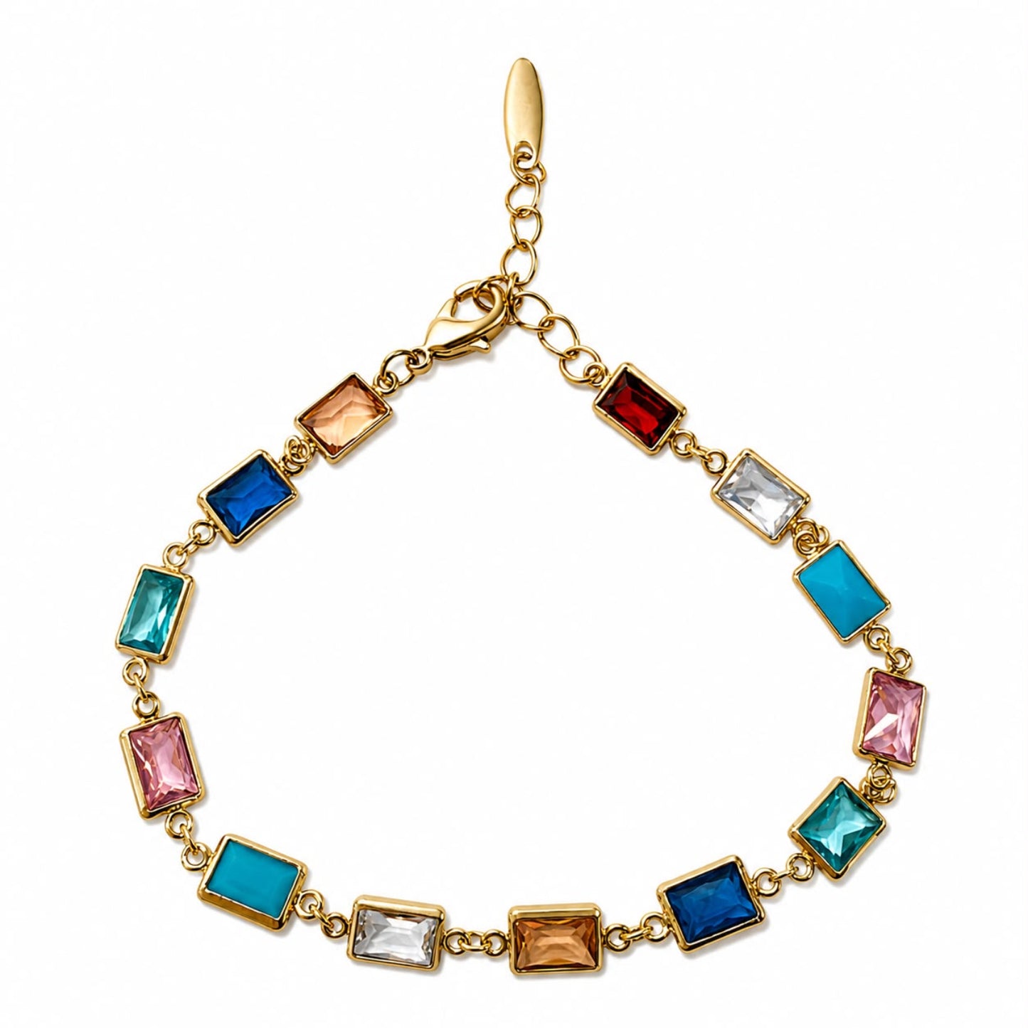 Prismatic Harmony Multicolour Glass Gold Plated Bracelet