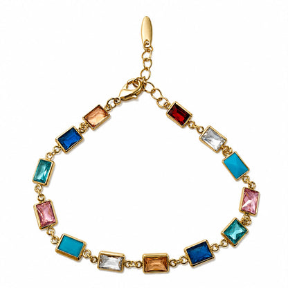 Prismatic Harmony Multicolour Glass Gold Plated Bracelet