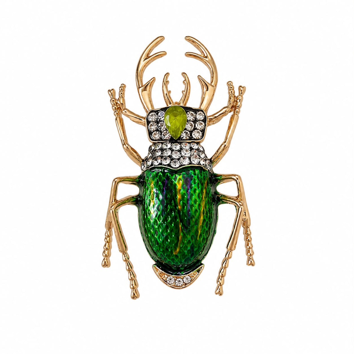 Crimson Guardian Gold Plated Green Brooch