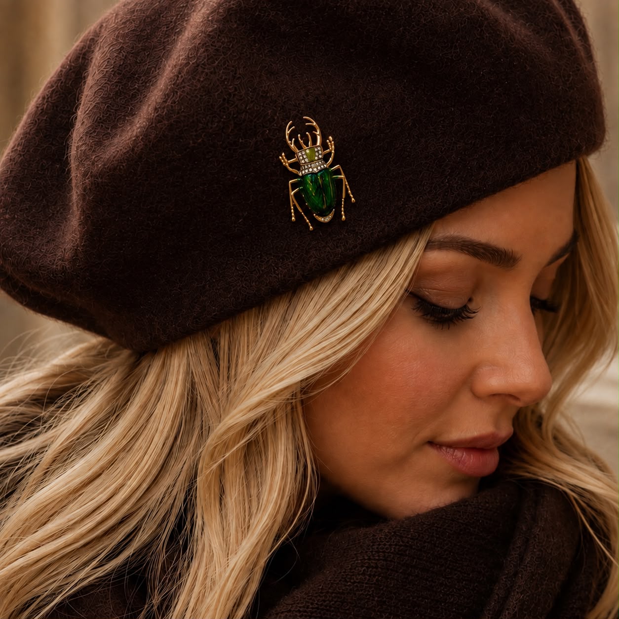 Crimson Guardian Gold Plated Green Brooch