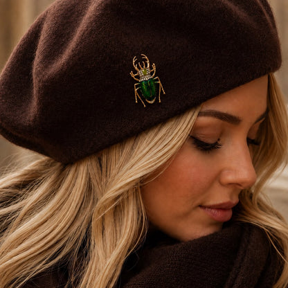 Crimson Guardian Gold Plated Green Brooch