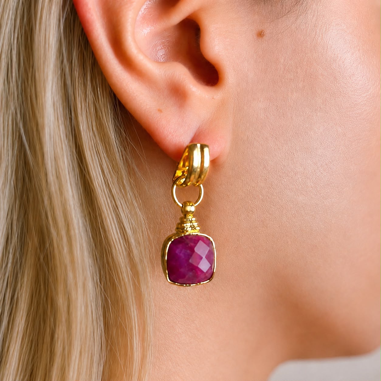 Crimson Reverie Ruby Tone Burgundy Stone Drop Earrings