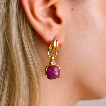 Crimson Reverie Ruby Tone Burgundy Stone Drop Earrings
