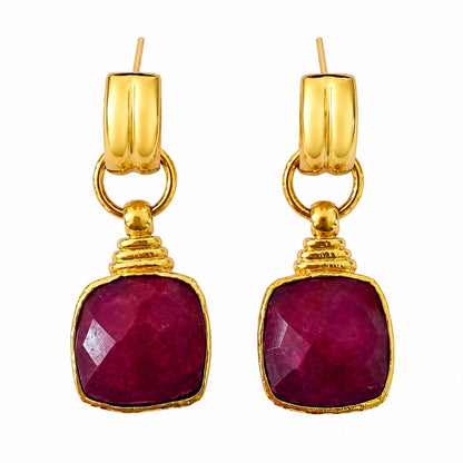 Crimson Reverie Ruby Tone Burgundy Stone Drop Earrings