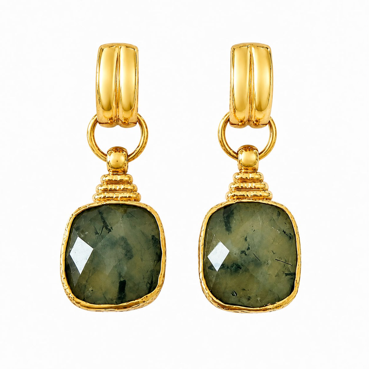 Mystic Labradorite Gold Plated Natural Stone Drop Earrings