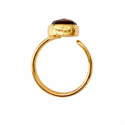 Natural Golden Citrine Gold Plated Adjustable Statement Ring