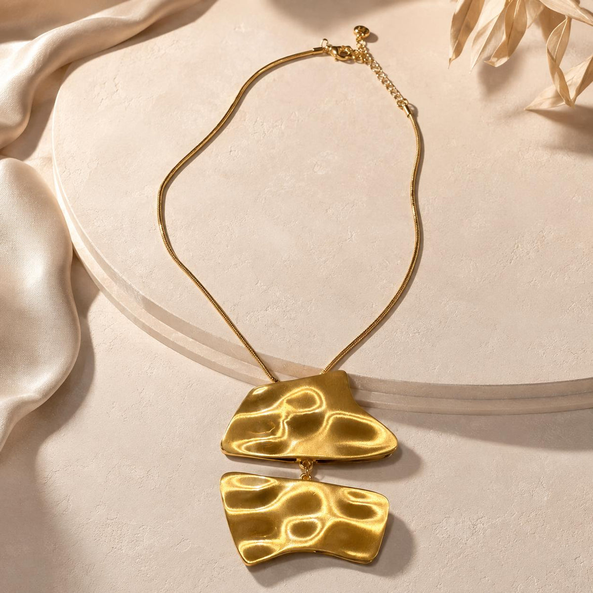 Sculpted Motion Gold Plated Two-Piece Statement Necklace