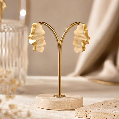 Ocean Whisper Pearl Effect Gold Plated Stud Earrings