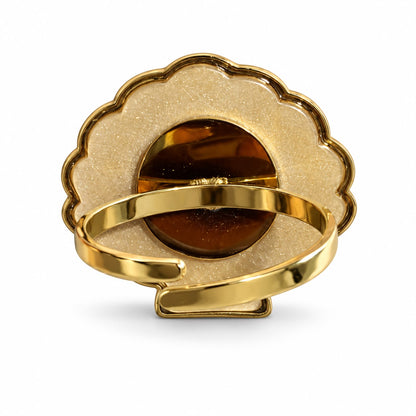 Bosphorus Sea Treasures Gold Tone Adjustable Statement Ring
