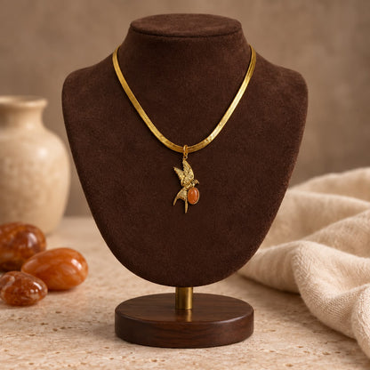 Messenger of Hope Carnelian Effect Swallow Gold Plated Stainless Steel Necklace