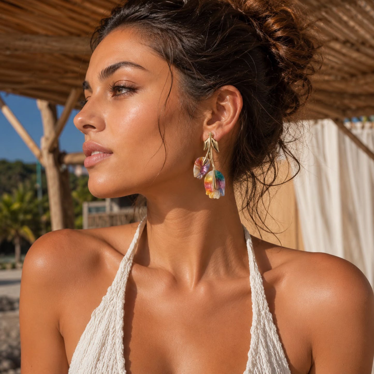 Aurora Bloom Enamel & Gold Plated Earrings