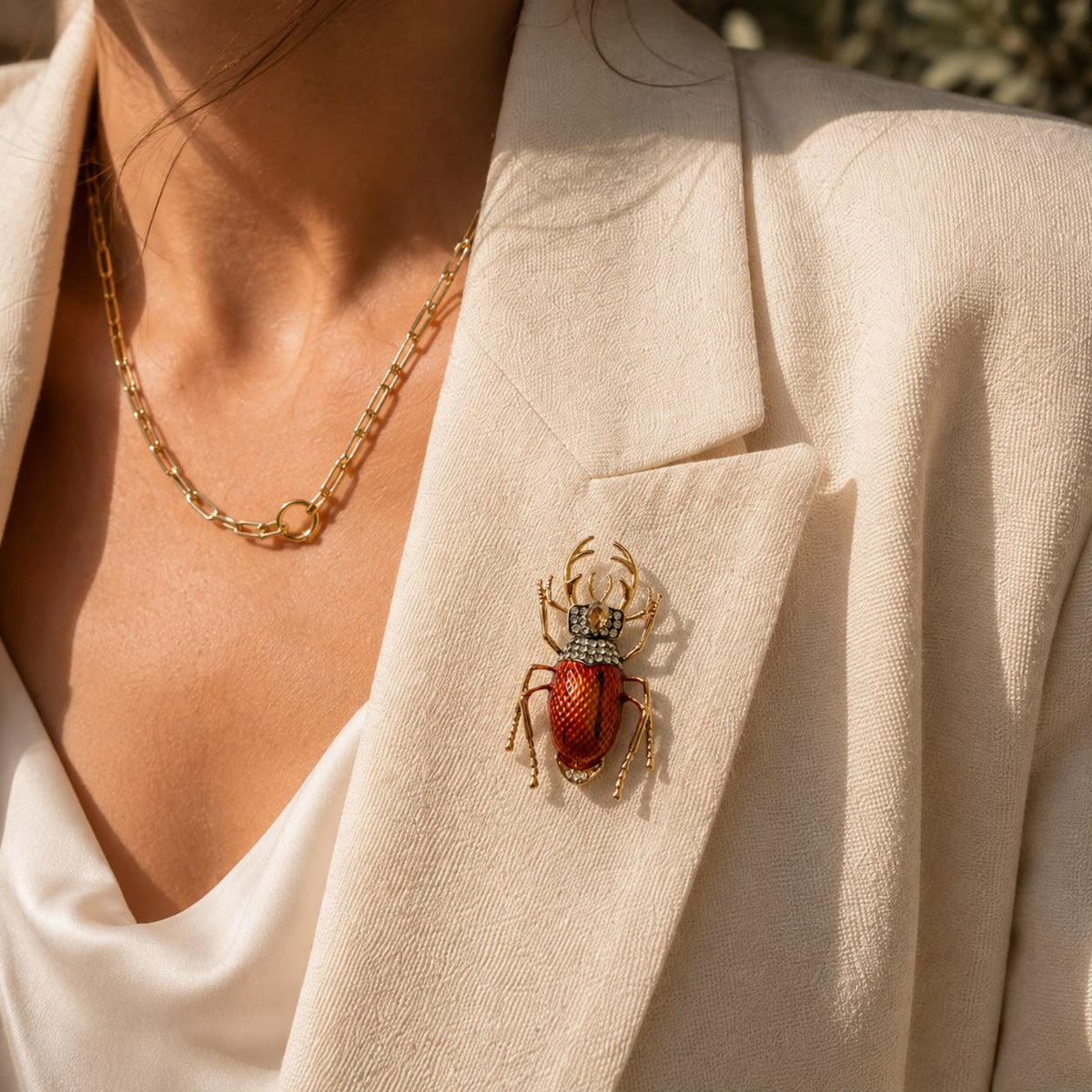 Crimson Guardian Gold Plated Brooch