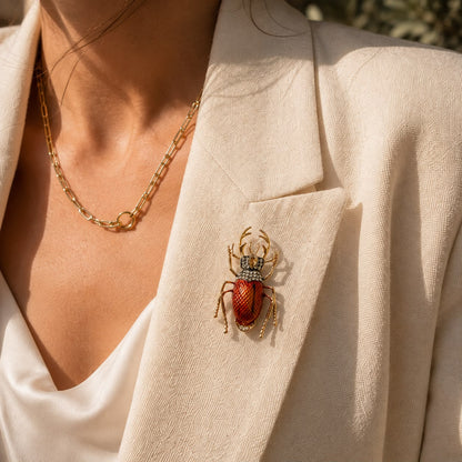 Crimson Guardian Gold Plated Brooch