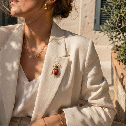 Crimson Guardian Gold Plated Brooch