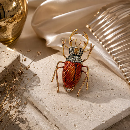Crimson Guardian Gold Plated Brooch