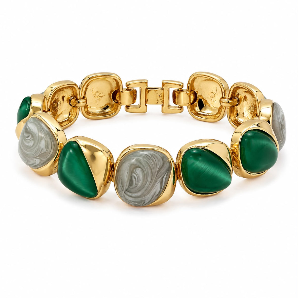 Emerald Harmony Enamel Gold Plated Bracelet