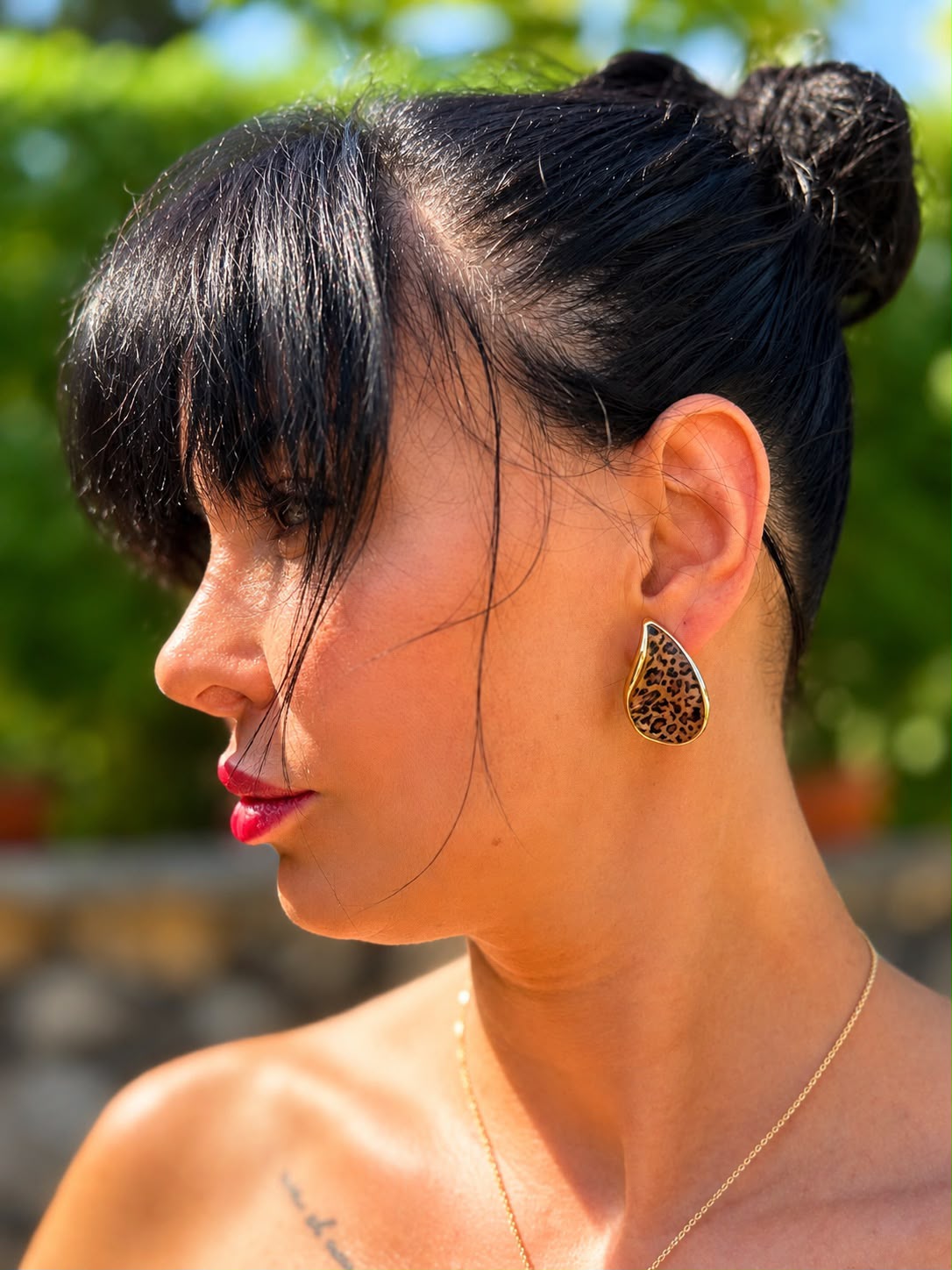 Savanna Spirit Leopard Print Gold Plated Stud Earrings