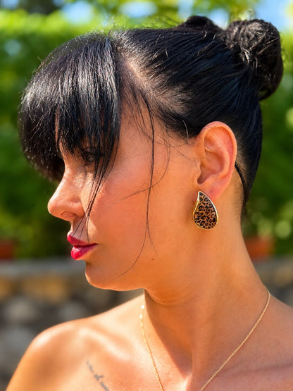 Savanna Spirit Leopard Print Gold Plated Stud Earrings