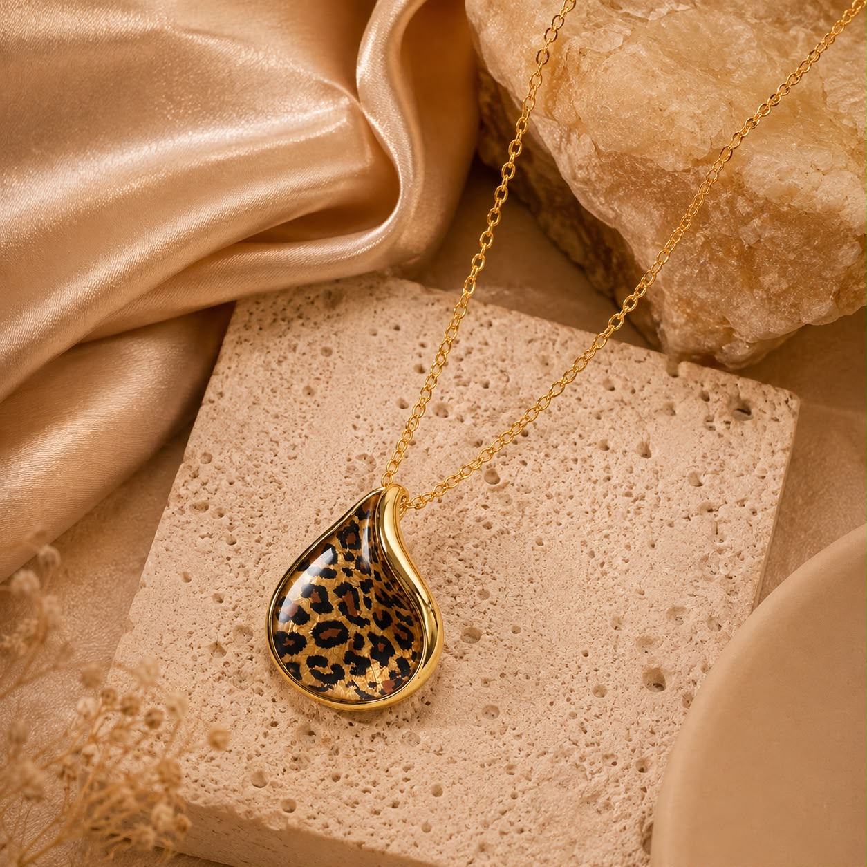 Savanna Spirit Leopard Print Gold Plated Necklace