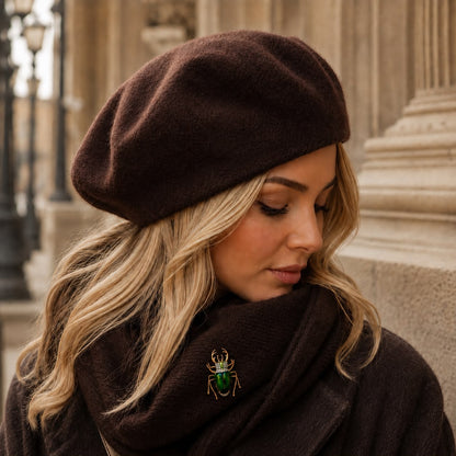 Crimson Guardian Gold Plated Green Brooch
