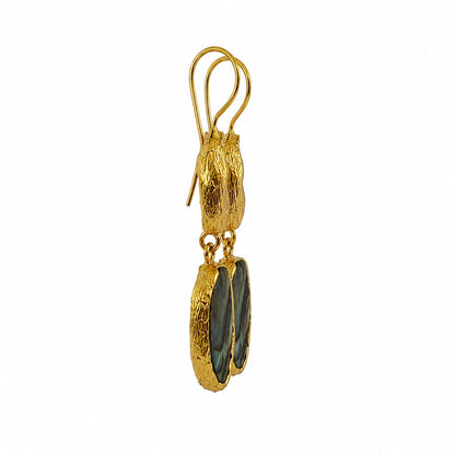 Ocean Muse Pearl & Iridescent Shell Gold Plated Drop Earrings