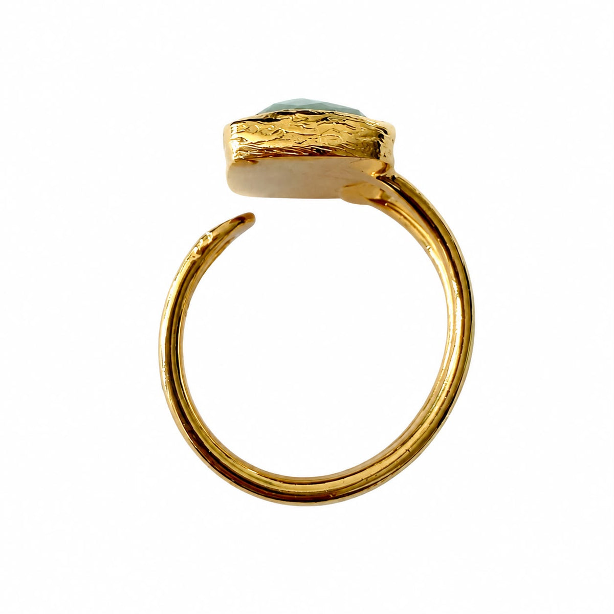 Natural Mystic Labradorite Gold Plated Adjustable Statement Ring
