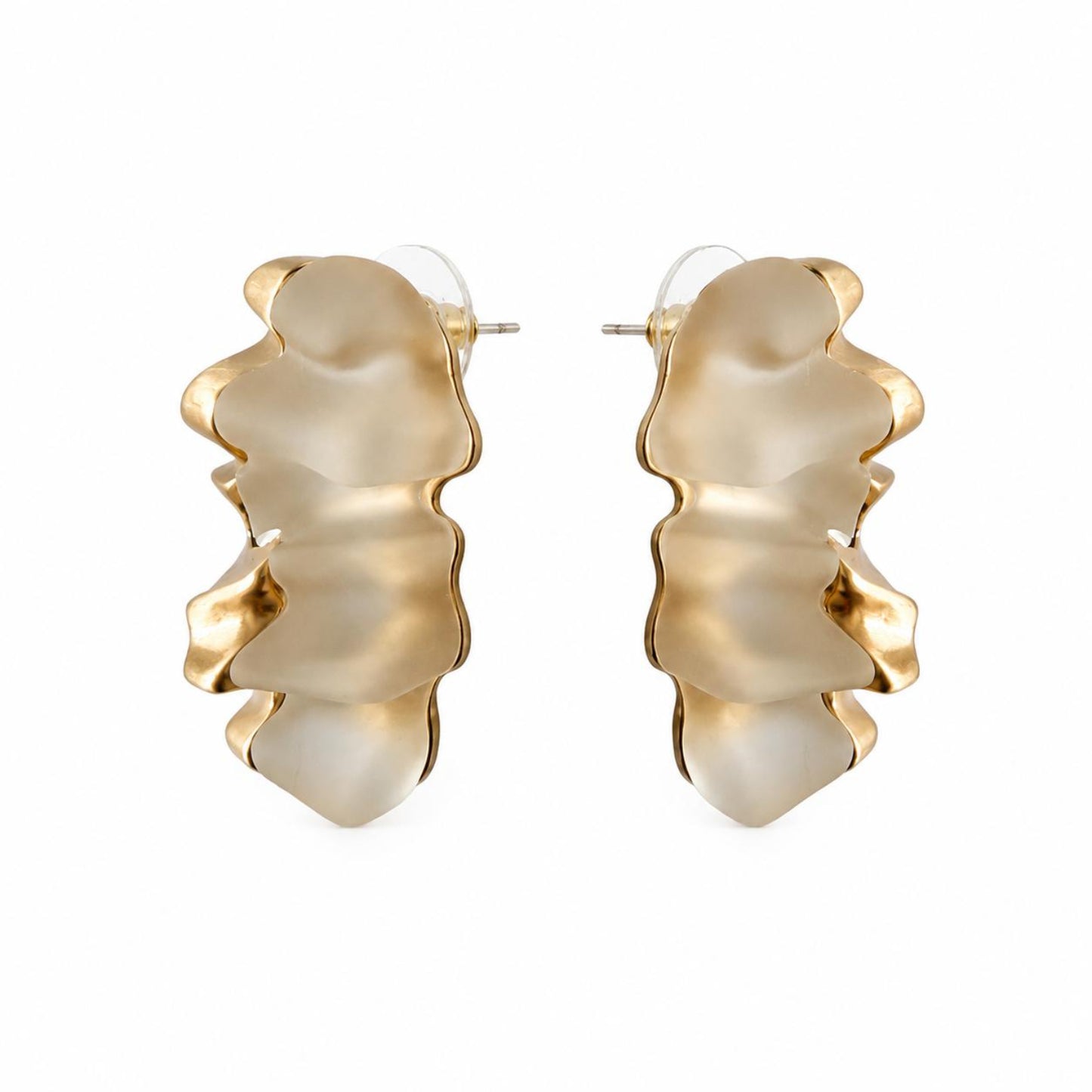 Ocean Whisper Pearl Effect Gold Plated Stud Earrings