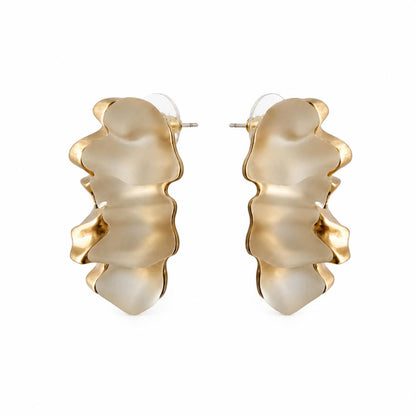 Ocean Whisper Pearl Effect Gold Plated Stud Earrings