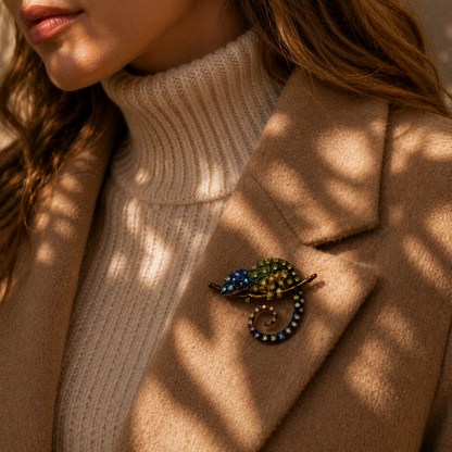 Mystic Chameleon Gold Plated Brooch