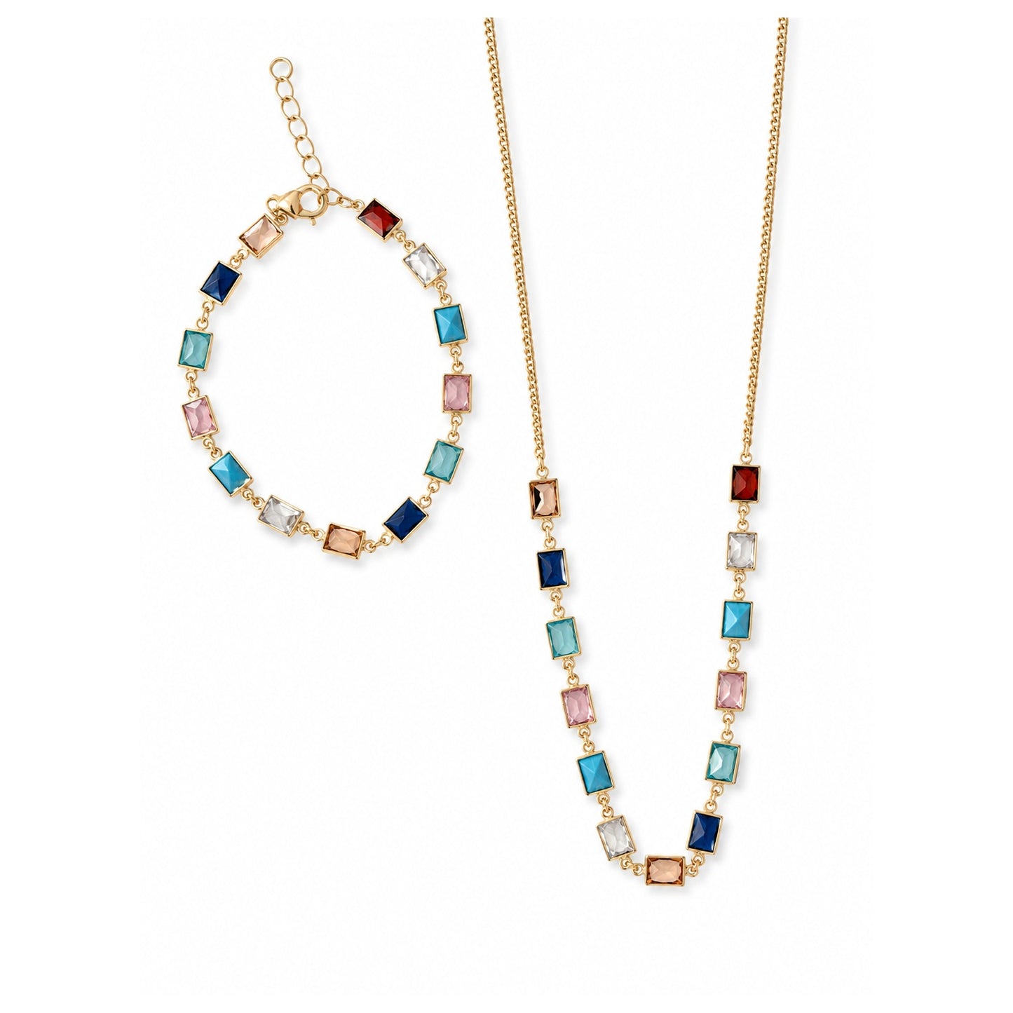 Coastal Mosaic Gold Plated Necklace & Bracelet Set