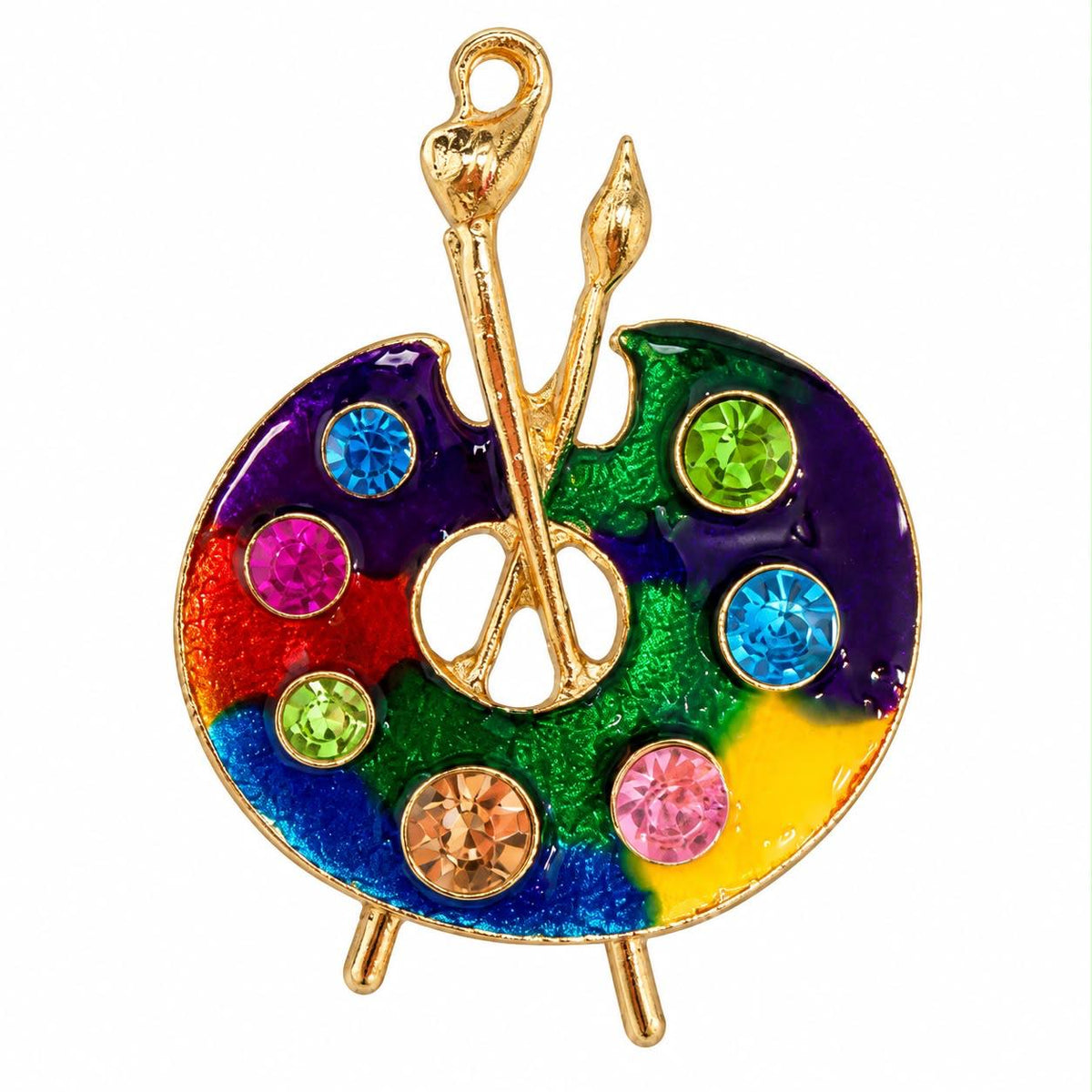 Artistic Soul Multicolour Crystal Paint Palette Gold Tone Brooch